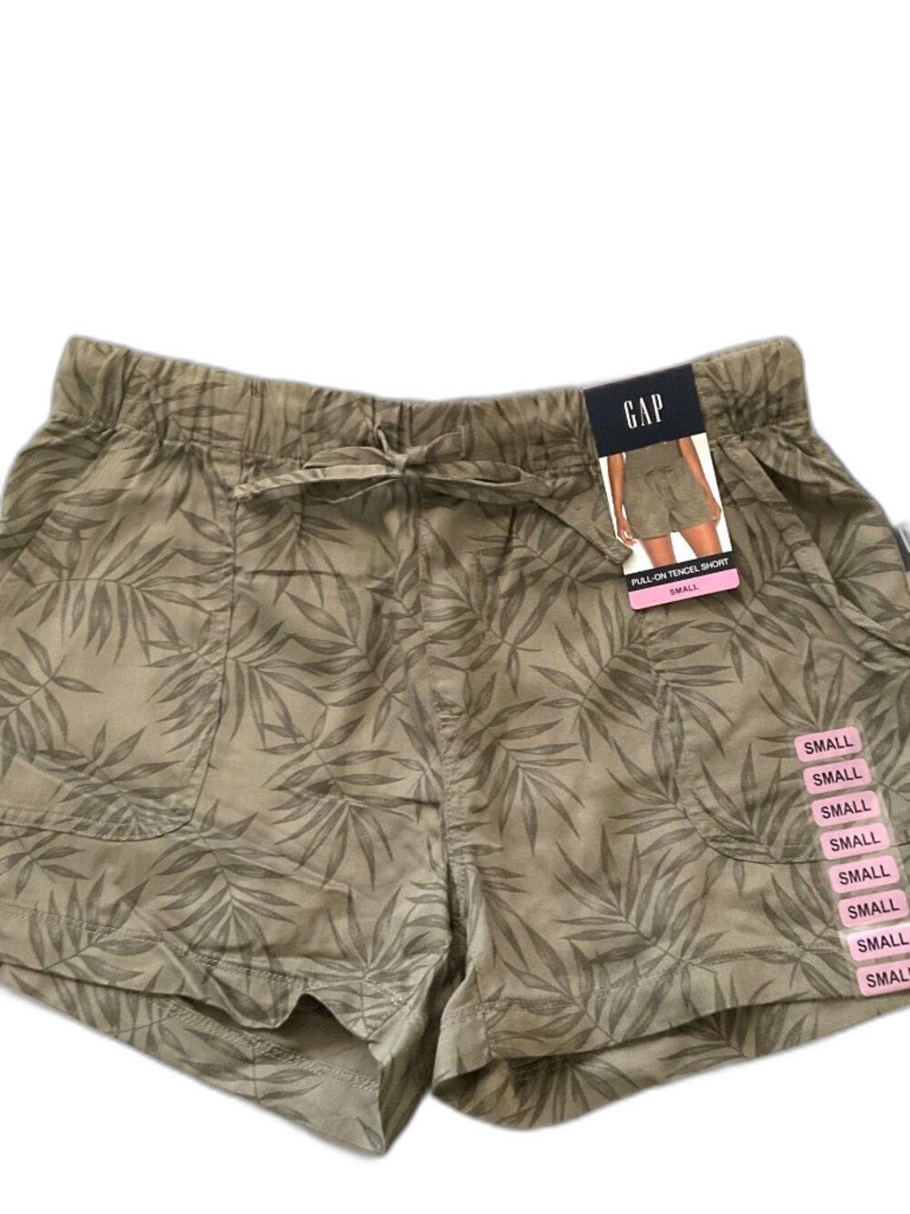 GAP NWT Tropical Tencel Pull On Shorts Olive Jungle Vines